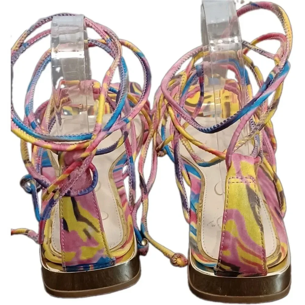 Jessica Simpson Chasca Multicolor Ankle Wrap Gladiator Sandals Size 7.5